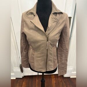 Lucky Brand Los Angeles Lamb Leather And Cotton Asymmetrical Moto Jacket Sz Xs